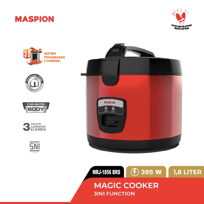 Maspion Rice Cooker Magic Com Merah 1,8 L - MRJ1856 | MRJ1856 Merah